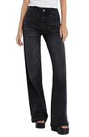 HINT OF BLU High Waist Wide Leg Jeans Seville Black at Nordstrom,