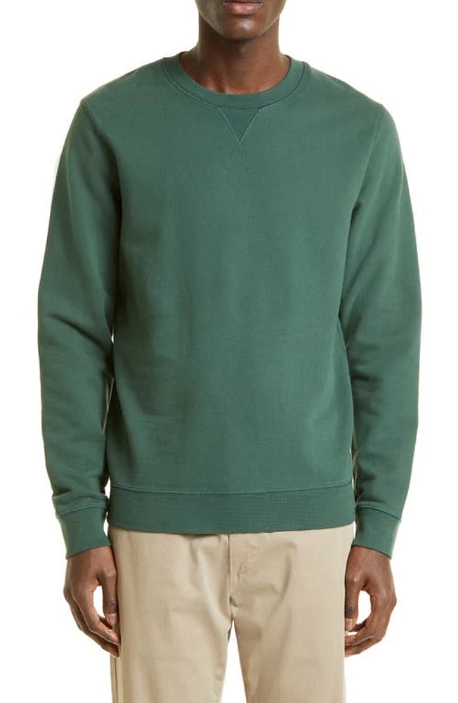 Sunspel French Terry Crewneck Sweatshirt Dark Green at Nordstrom,