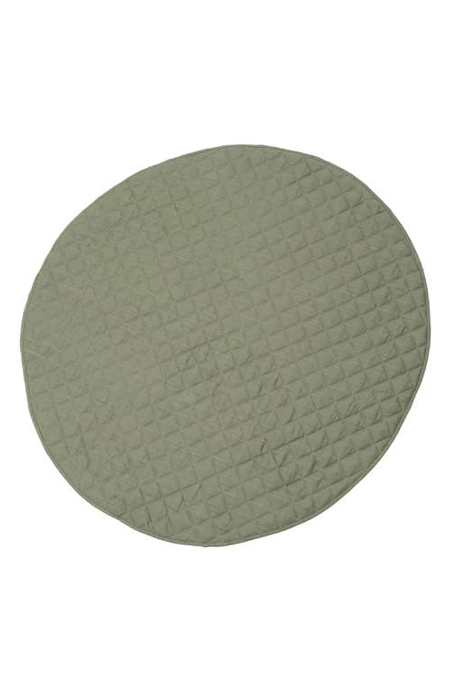 Poppyseed Play Linen Round Play Mat in Olive Green at Nordstrom