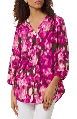 Jones New York Ikat Print Pleat Front Tunic Top Bright Orchid Multi at Nordstrom,