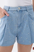 Nocturne Dart Detailed Denim Shorts in Blue at Nordstrom