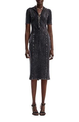 Desigual Gradient Denim Midi Dress Black at Nordstrom,