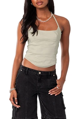 EDIKTED Emmeline Bustier Halter Corset Top Gray at Nordstrom,