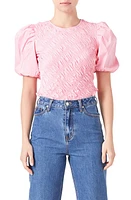 English Factory Asymmetric Shirred Puff Sleeve Top at Nordstrom,