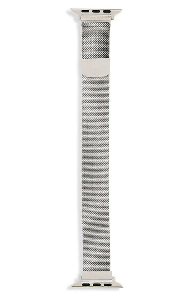 The Posh Tech POSH TECH Skinny Stainless Steel Mesh Apple Watch Replacement Band - 42mm/44mm in Silver at Nordstrom