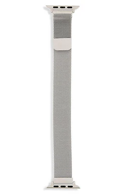 The Posh Tech POSH TECH Skinny Stainless Steel Mesh Apple Watch Replacement Band - 42mm/44mm in Silver at Nordstrom