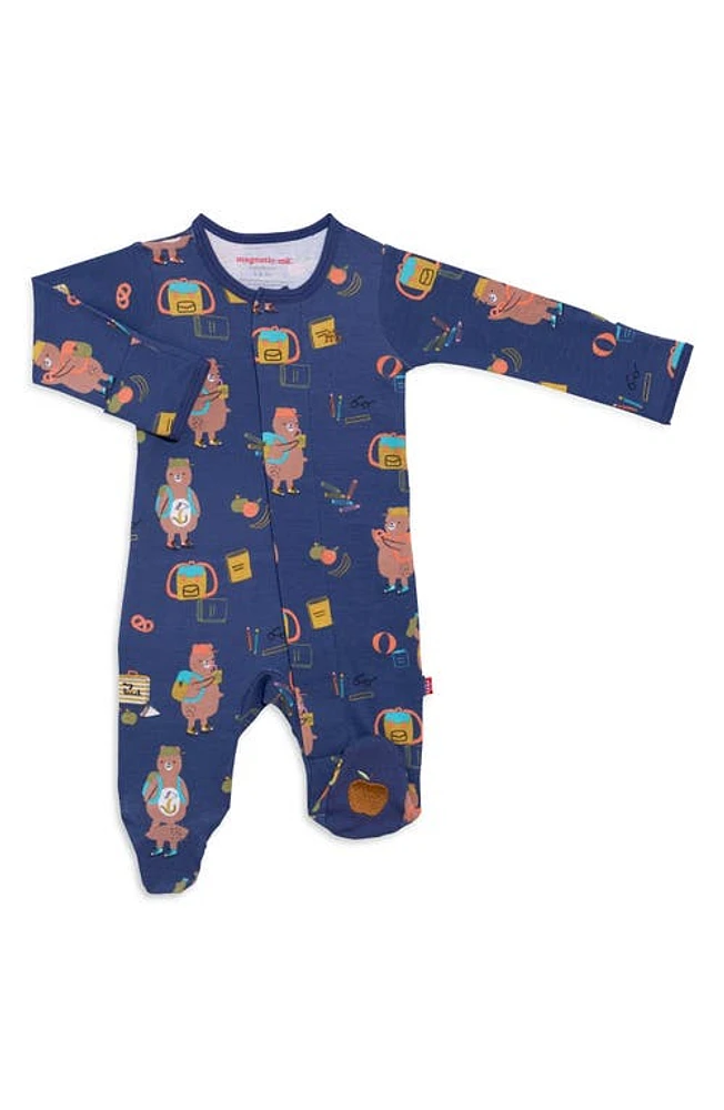 Magnetic Me First Class Organic Cotton Magnetic Footie in Blue at Nordstrom, Size 3-6M