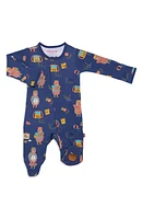 Magnetic Me First Class Organic Cotton Magnetic Footie in Blue at Nordstrom, Size 3-6M