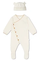 MORI Footed Sweater Romper & Hat Set in Cream at Nordstrom