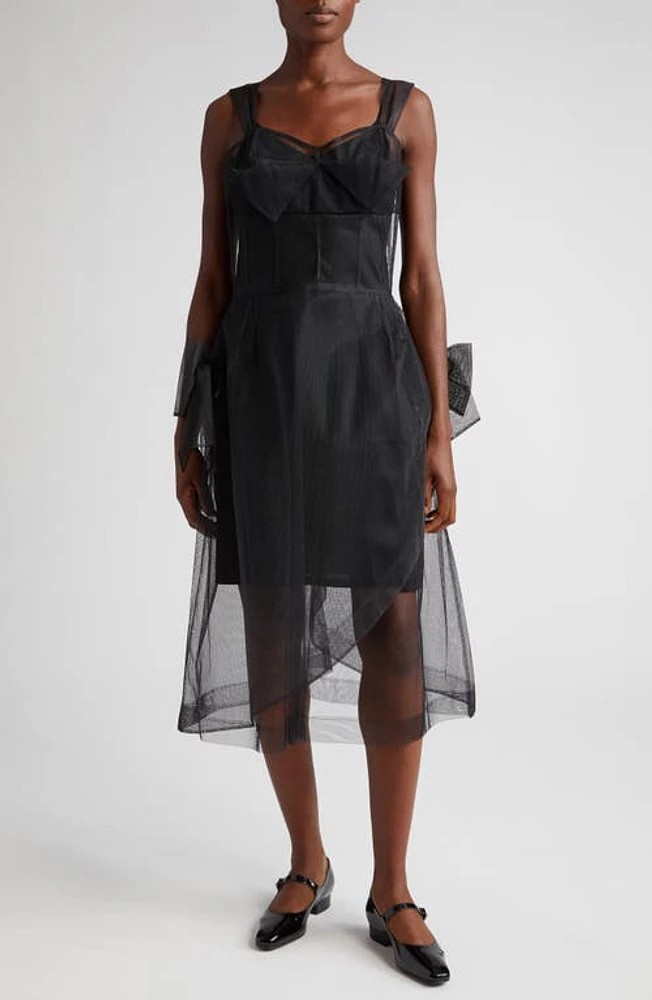 Maison Margiela Sheer Tulle Midi Dress in Black at Nordstrom, Size 4 Us