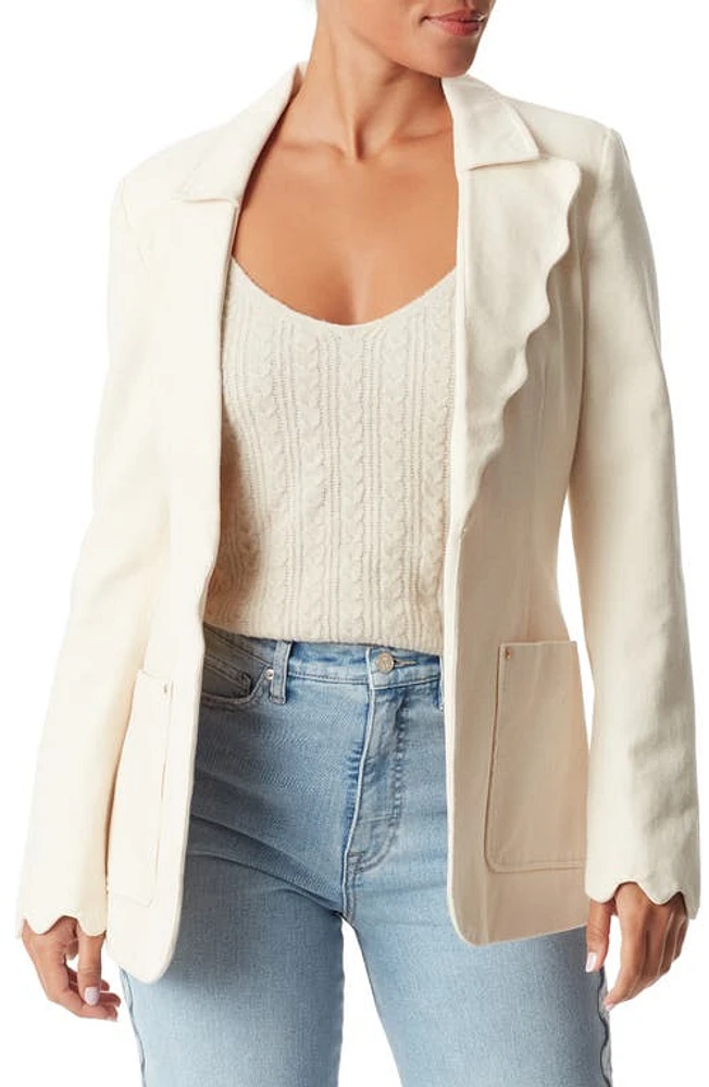 Sam Edelman Zander Asymmetric Scallop Blazer in Undyed Natural at Nordstrom, Size X-Small