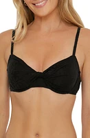 Trina Turk Joplin Textured Twist Front Underwire Bikini Top Black at Nordstrom,