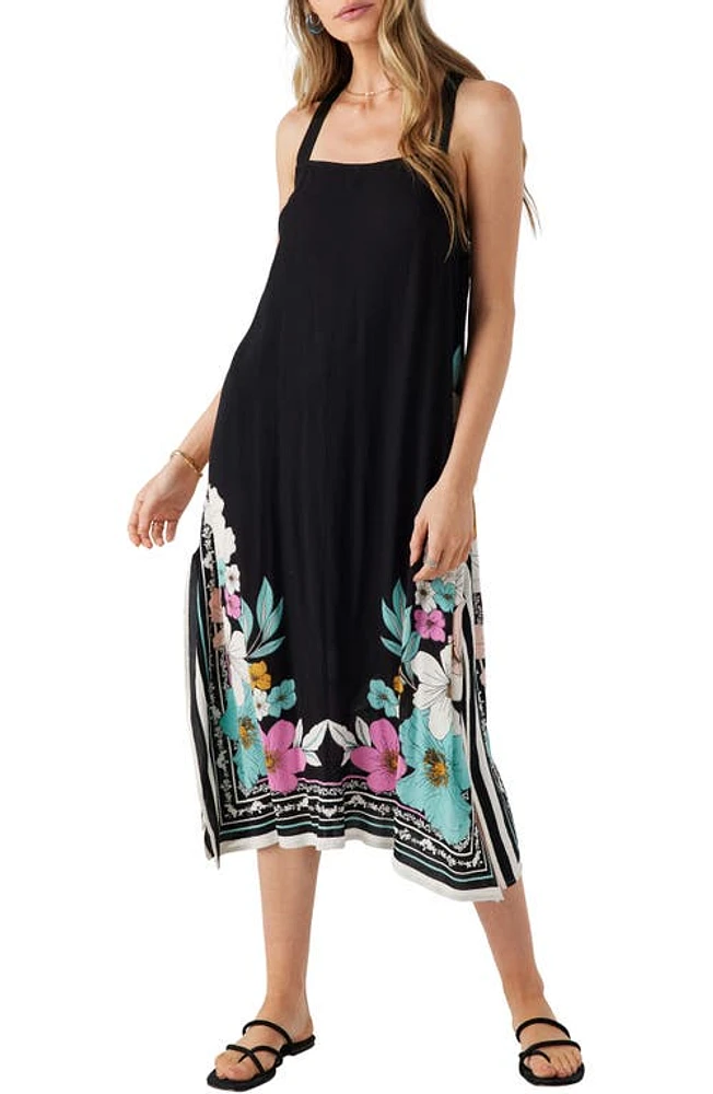 O'Neill Spencer Abbie Floral Cover-Up Dress Black at Nordstrom,