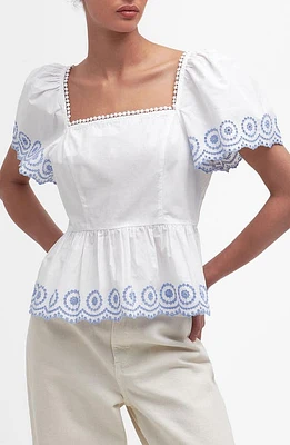 Barbour Joy Eyelet Cotton Peplum Top White at Nordstrom, Us