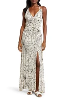 Elan Crinkle Gauze Cover-Up Maxi Dress Tropics at Nordstrom,