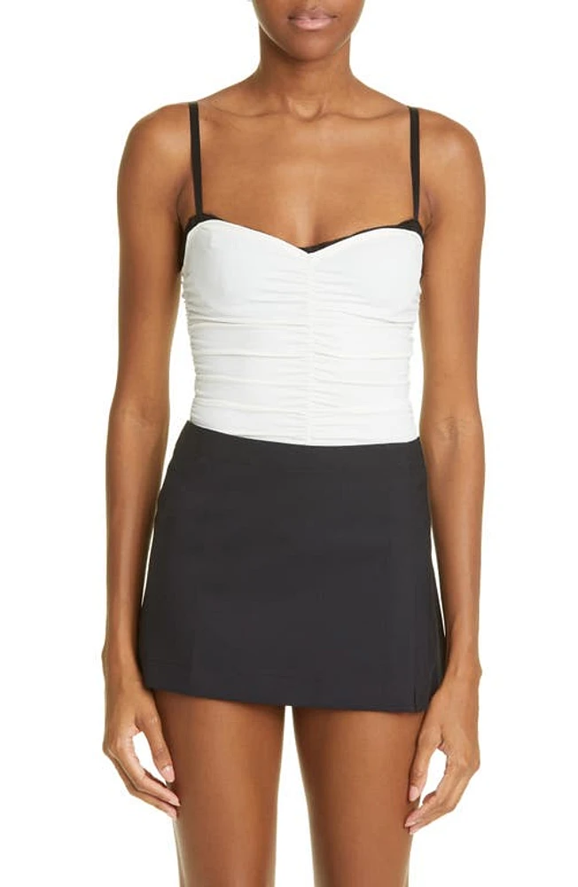 Miaou Renzo Ruched Mesh Tube Top Cream at Nordstrom,