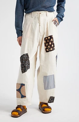 Story mfg. Scatter Patchwork Wide Leg Organic Cotton Pants in Ecru Scatter Patch at Nordstrom, Size Medium