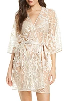 Rya Collection Kiss Flower Appliqué Wrap Champagne at Nordstrom,