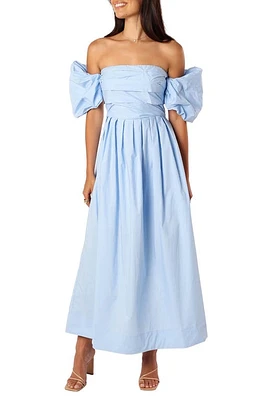 Petal & Pup Solana Off the Shoulder Cotton Maxi Dress Blue at Nordstrom,