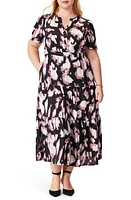 NIC+ZOE Spring shadow Daydream Midi Dress Black Multi at Nordstrom, X