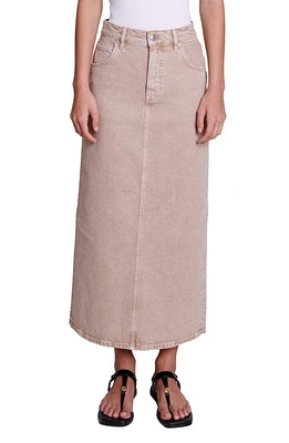 maje Jextran Denim Midi Skirt Brown at Nordstrom,