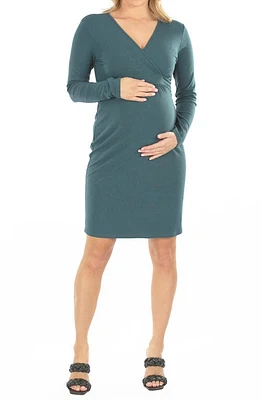 Angel Maternity Crossover Neckline Maternity/Nursing Dress in Teal at Nordstrom, Size 3X-Large