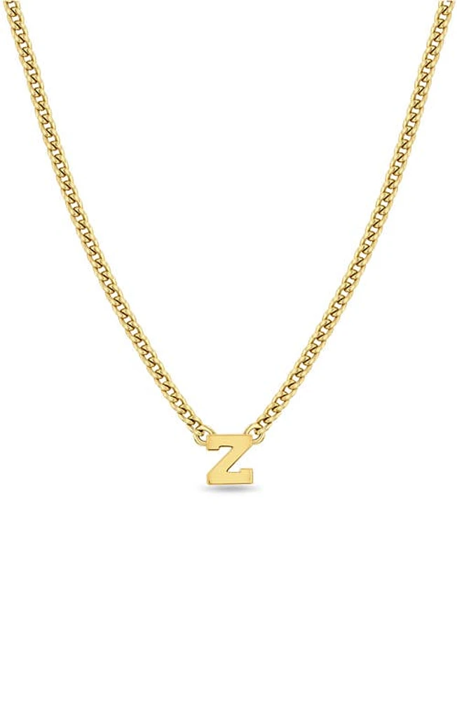 Zoë Chicco Curb Chain Initial Pendant Necklace in Yellow Gold-Z at Nordstrom, Size 16