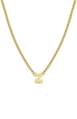 Zoë Chicco Curb Chain Initial Pendant Necklace in Yellow Gold-Z at Nordstrom, Size 16