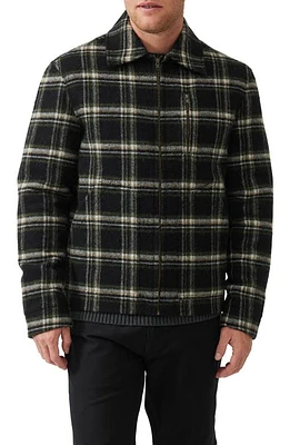 Rodd & Gunn Iverness Plaid Wool Blend Zip-Up Shirt Jacket Onyx at Nordstrom,