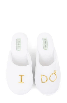 patricia green I Do Embroidered Slipper White/Gold Velvet at Nordstrom,