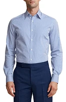 Ralph Lauren Purple Label Harrison Stripe Cotton Poplin Shirt in Dark Blue/White at Nordstrom, Size 15.5