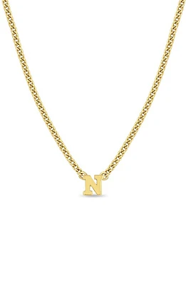 Zoë Chicco Curb Chain Initial Pendant Necklace in Yellow Gold-N at Nordstrom, Size 16