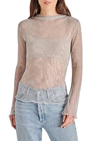 Steve Madden Janelle Sheer Metallic Plissé Top Silver at Nordstrom,