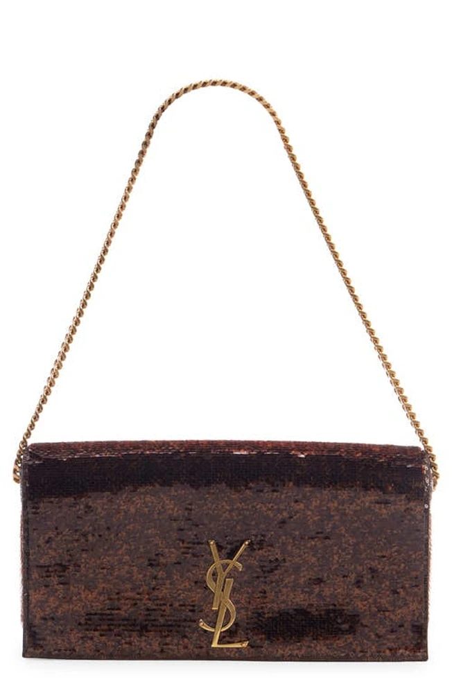 Saint Laurent Kate 99 Sequin Embellished Bag in Cocoa at Nordstrom