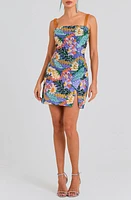 NADINE MERABI Floral Sequin Embellished Minidress Bright Purple at Nordstrom,