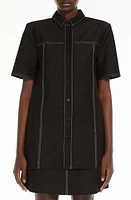 Max Mara Leisure Rea Topstitch Shirt in Black at Nordstrom, Size Small