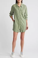 Treasure & Bond Long Sleeve Linen Blend Utility Romper Olive Acorn at Nordstrom,