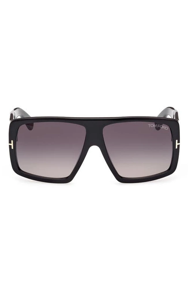 TOM FORD Raven 60mm Square Sunglasses in Shiny Black /Gradient Smoke at Nordstrom