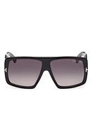 TOM FORD Raven 60mm Square Sunglasses in Shiny Black /Gradient Smoke at Nordstrom