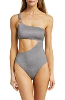 Vitamin A Cosmo Cutout Metallic One-Shoulder One-Piece Swimsuit Twilight at Nordstrom,