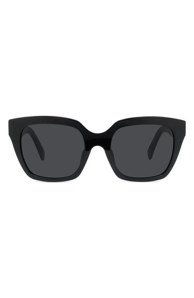 CELINE 56mm Cat Eye Sunglasses in Shiny Black /Smoke at Nordstrom