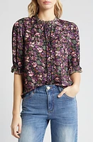 Wit & Wisdom Print Ruffle Eyelet Shirt at Nordstrom,