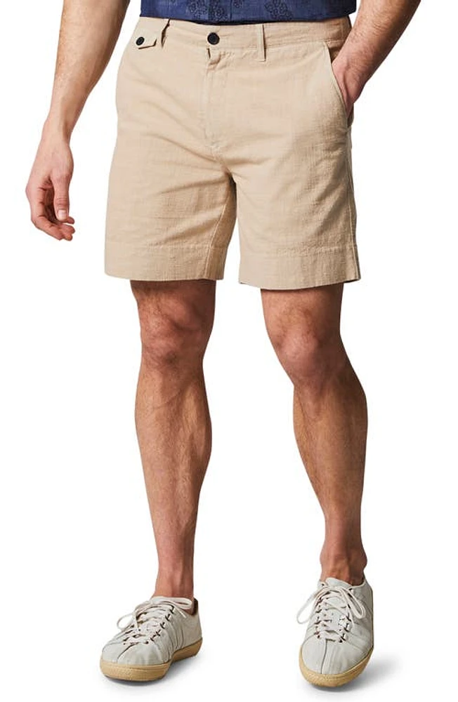 Billy Reid Flat Front Textured Cotton Shorts at Nordstrom,