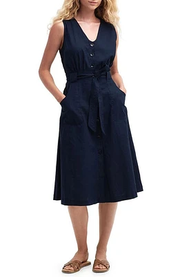 Barbour Rutherglen Cotton & Linen Midi Dress Navy at Nordstrom, Us