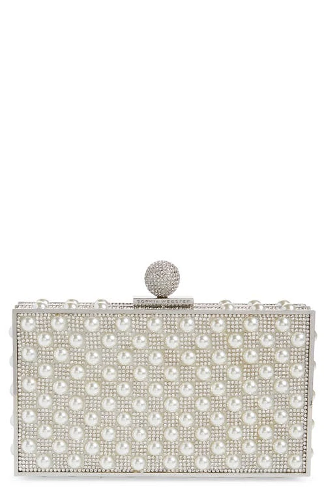 SOPHIA WEBSTER Clara Crystal Box Clutch in Silver And Pearl at Nordstrom