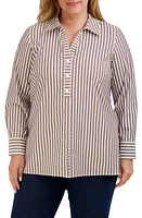 Foxcroft Pamela Stripe Stretch Tunic Blouse at Nordstrom,