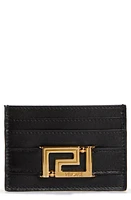 Versace La Greca Leather Card Case in Black/Versace Gold at Nordstrom