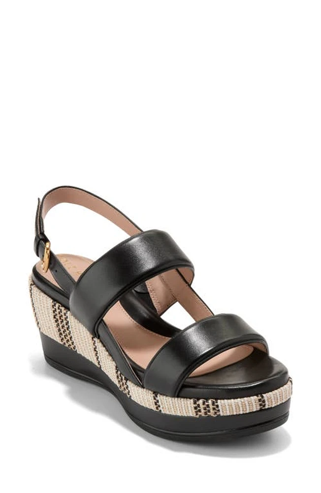 Cole Haan Aislin Slingback Platform Wedge Sandal in Black Leather at Nordstrom, Size 9