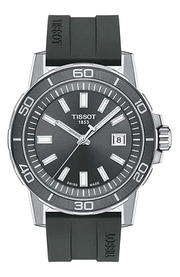 Tissot Supersport Qua Silicone Strap Watch, 44mm in Grey at Nordstrom, Size 44 Mm