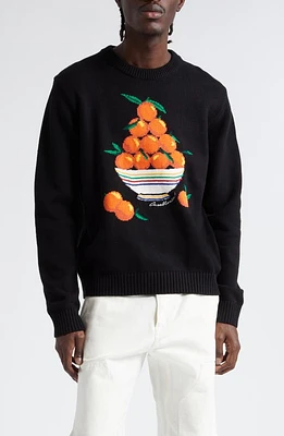 Casablanca Pyramide D'Oranges Intarsia Cotton Sweater Black at Nordstrom,